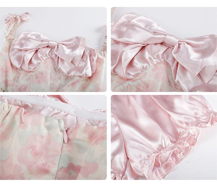French Sweet And Spicy Pink One-Shoulder Bowknot Dress Sweet Birthday Satin Tube Top Princess Dress - Jam Garden