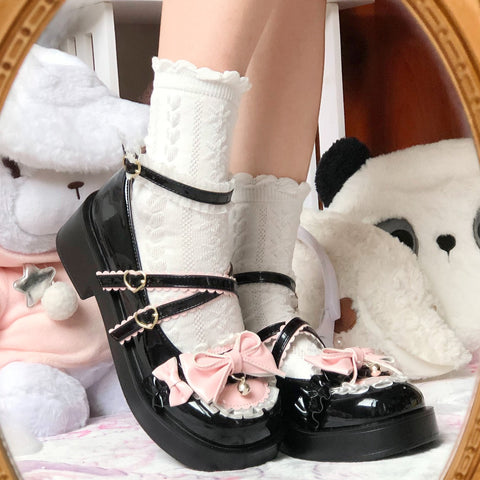 lolita mid-heeled cute Japanese big-headed soft girl Lolita shoes
