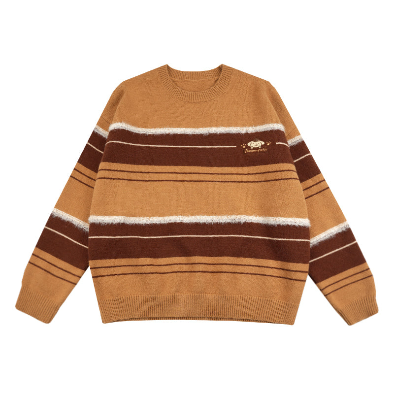 Sanrio Co-Branded Striped Crew Neck Cute Sweater