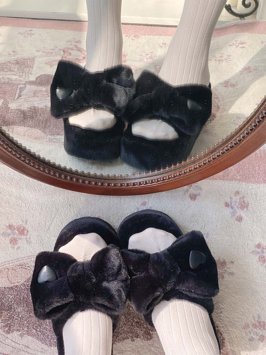 Sweet And Cute Cotton Slippers With Bow