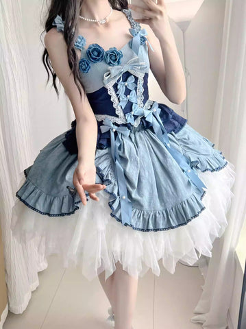 Blue Elegant Lolita Cake Skirt