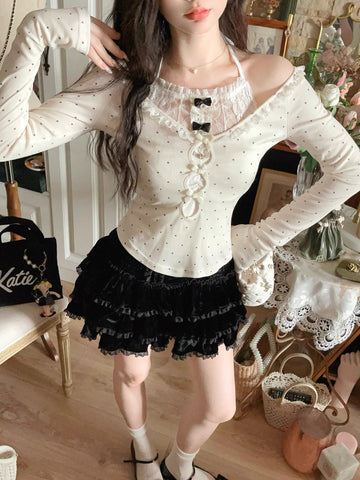 Layered lace suspenders