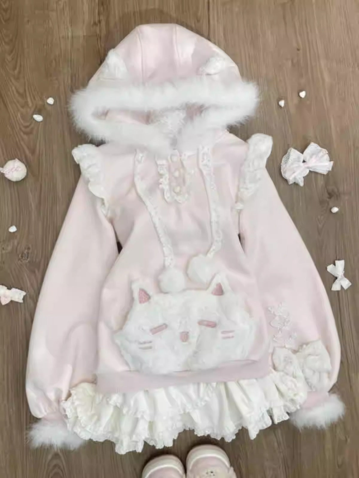 Cute and sweet cat sweatshirt two-piece set