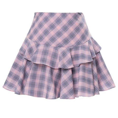 Ke Luli Small Sweet And Spicy Waist Shirt Preppy Style Slim Plaid Skirt Suit - Jam Garden