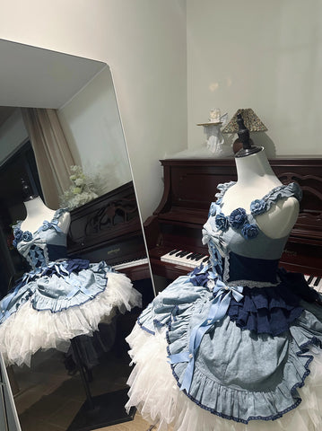 Blue Elegant Lolita Cake Skirt