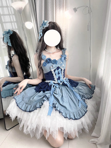 Blue Elegant Lolita Cake Skirt