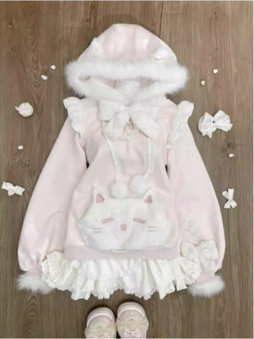 Cute and sweet cat sweatshirt two-piece set