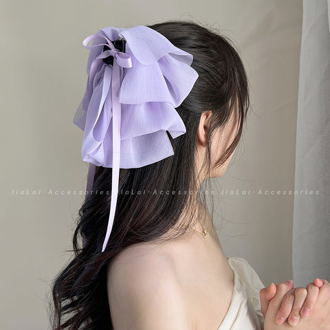 Hairpin chiffon bow grabber hair accessories for women