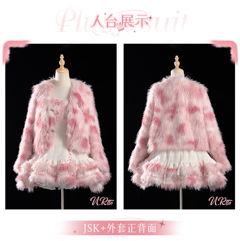 Autumn And Winter Lolita Versatile Coat Plush Imitation Fur Short JSK