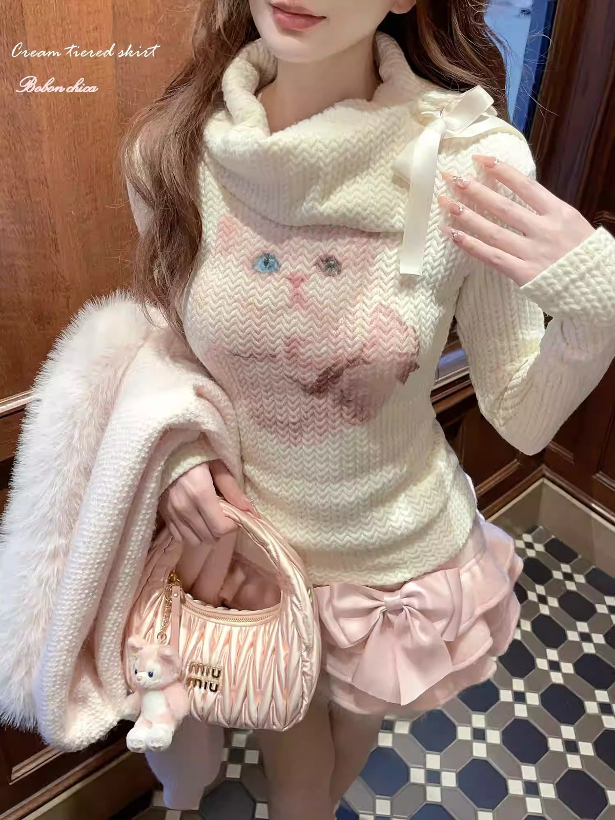 Cute Persian cat lapel sweater