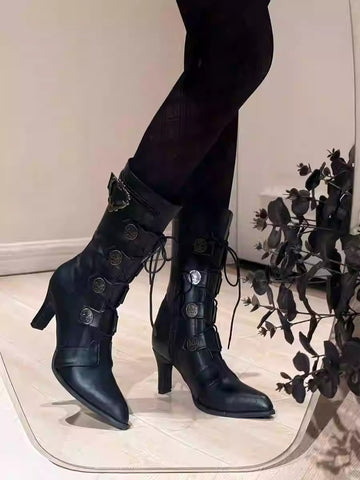 pointed toe high heels short boots