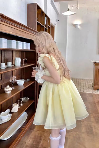 New Spring Summer Lemon Ice Mini Puffy Princess Sleeveless Dress - Jam Garden