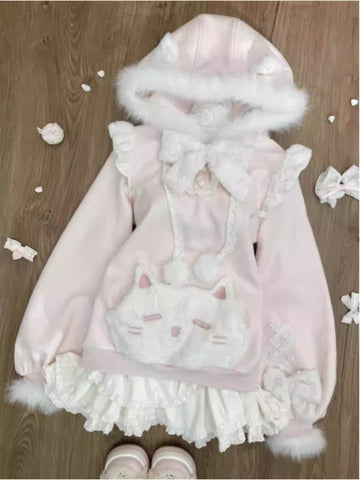 Cute and sweet cat sweatshirt two-piece set