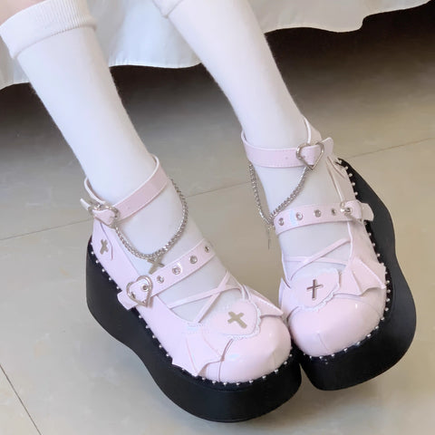 Hoshino akari "Holy Cross" lolita thick-soled women's shoes