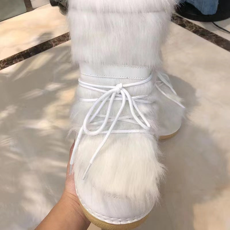 White Y2k Cute Hottie Moon Snow Boots
