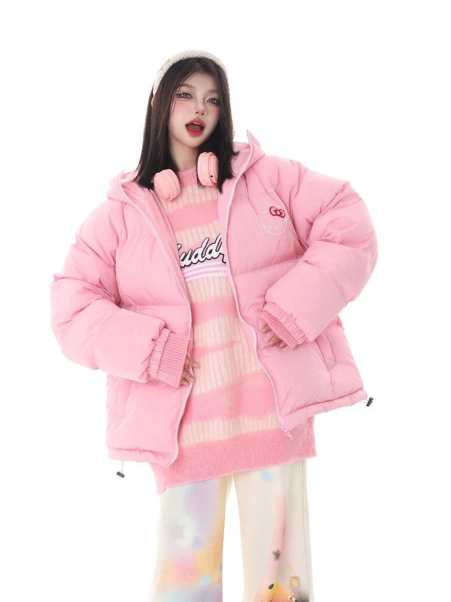 Original HelloKitty cotton coat for women winter warm loose jacket
