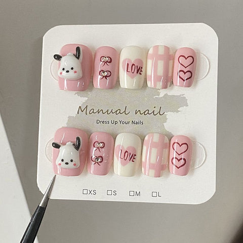 Wearing Sanrio Chadog nail art is cute