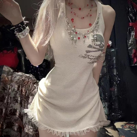 Sweet gothic style milky white suspender dress