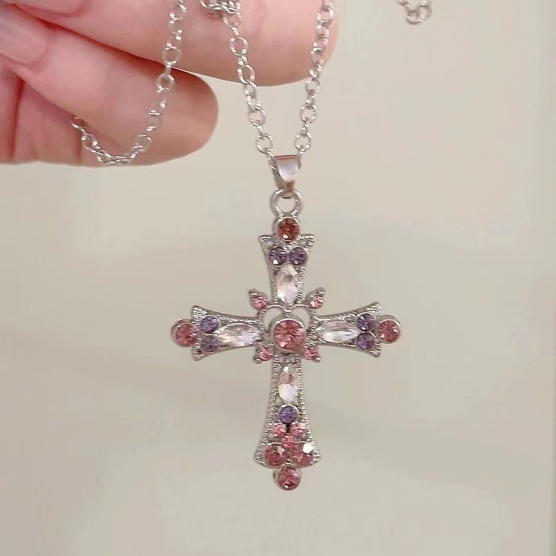 Cross Diamond Gothic Necklace Design Clavicle Chain - Jam Garden