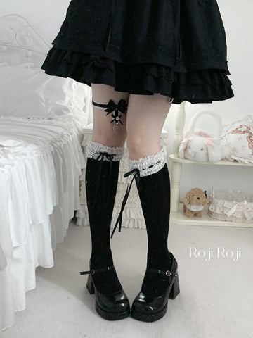 Roji Love Catcher Lolita Over-the-Knee Socks with Lace