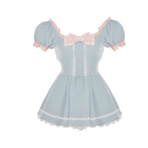 Ailisi Short-Sleeved Sweet Lace Princess Skirt - Jam Garden