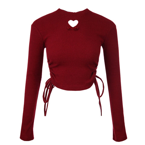 New Year Red and White Girl Group Pure Lust Love Knitted Bottoming Shirt
