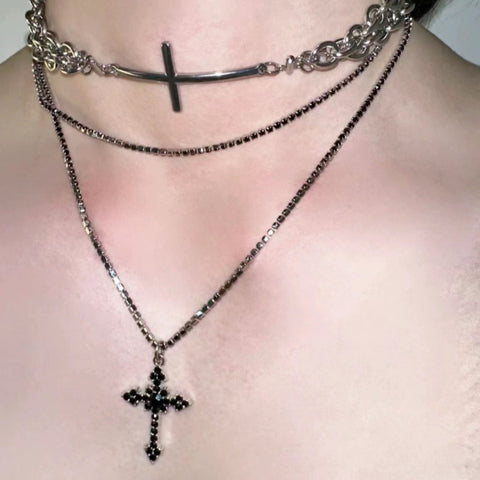 Cross necklace gothic style dark necklace