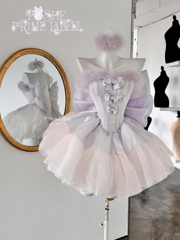 POSHEPOSE Princess pink and purple feather dress