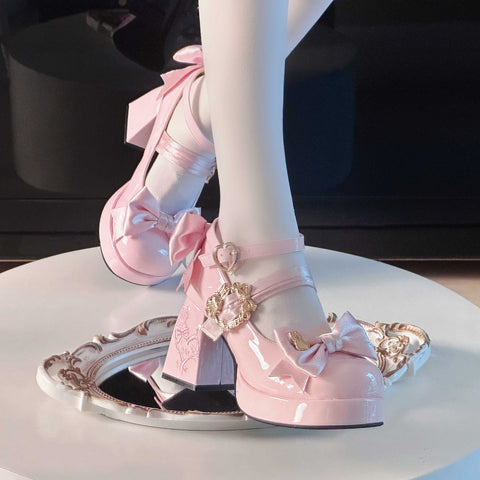 Embroidered bunny lady lolita high heels