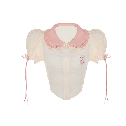 Milk Rabbit Souffle Summer Doll Collar Shirt Top Plaid Dress Short Skirt Spice Girl Suit - Jam Garden