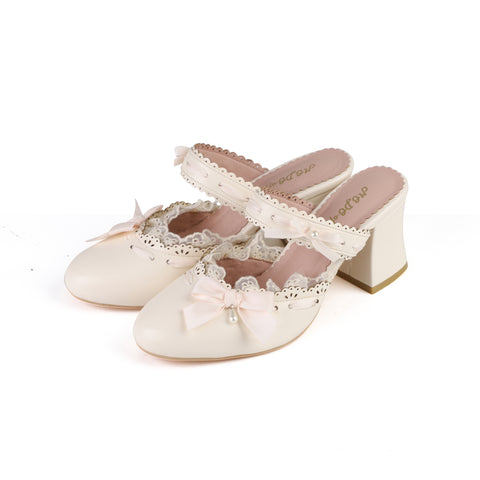 Original Lolita elegant mules single shoes pointed round toe