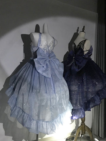 Moonlight gem trailing shiny big bow original lolita dress