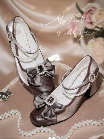 Original bow sweet and elegant medium high heels