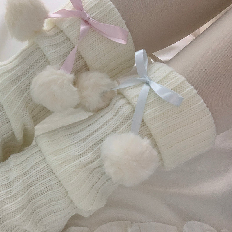 Sweet Lolita Japanese Fur Ball Lace Socks