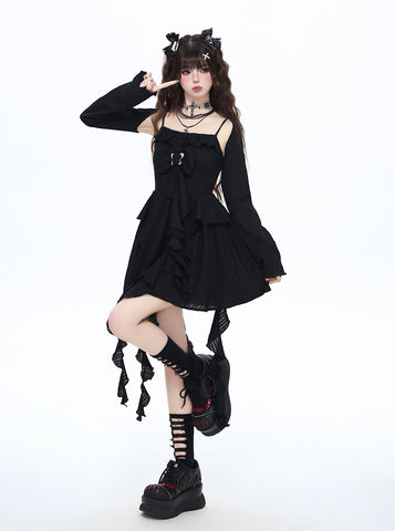 Original French design fairy-like seaside waist suspender dress