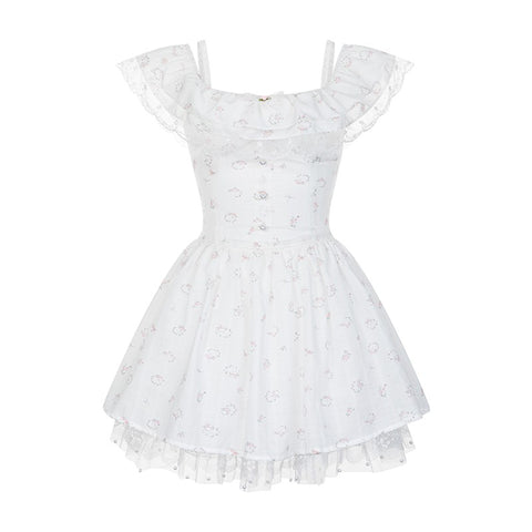 Romantic Girl Pastoral Floral Lace First Love Little White Dress