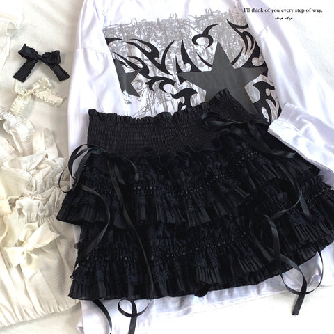 *sleepingdoll homemade* French lace splicing layered leggings skirt
