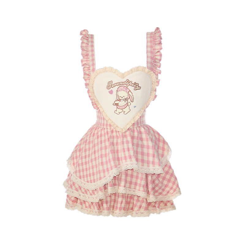 Milk Rabbit Souffle Summer Doll Collar Shirt Top Plaid Dress Short Skirt Spice Girl Suit - Jam Garden