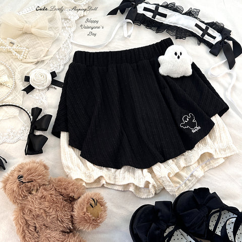 sleepingdoll little ghost embroidery cute top skirt pants set