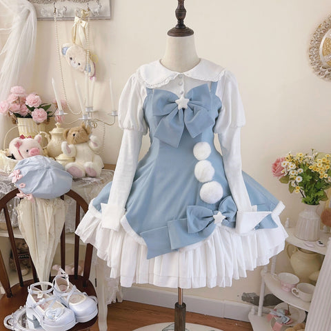 Winter Fairy Tale Lolita Suspender Dress Long Sleeve Inner Wear Set