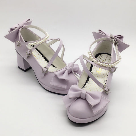 Lolita sweet girl shoes dress shoes pearl necklace