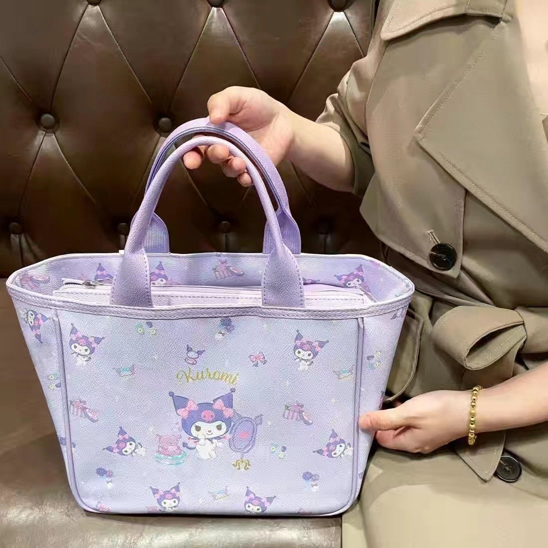 Sanrio Purple Kulomi Pu Handbag Big Ear Dog Girl Heart Big Capacity Mommy Bag Melody Hand Bag - Jam Garden