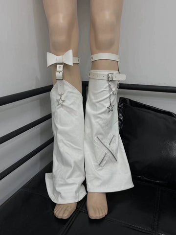 y2k cross chain leather buckle Leg Warmers