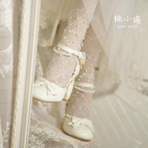 Original love heart lolita bow lolita princess high heel sandals