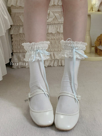 roji Gentle Village Lolita Socks Women's Spring Bowknot