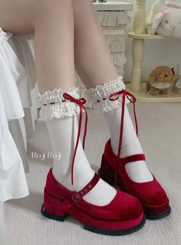 roji Gentle Village Lolita Socks Women's Spring Bowknot