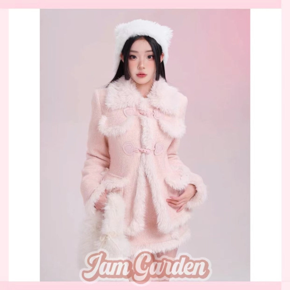[Ambiguous atmosphere] Winter pink sweet tweed 2pcs set