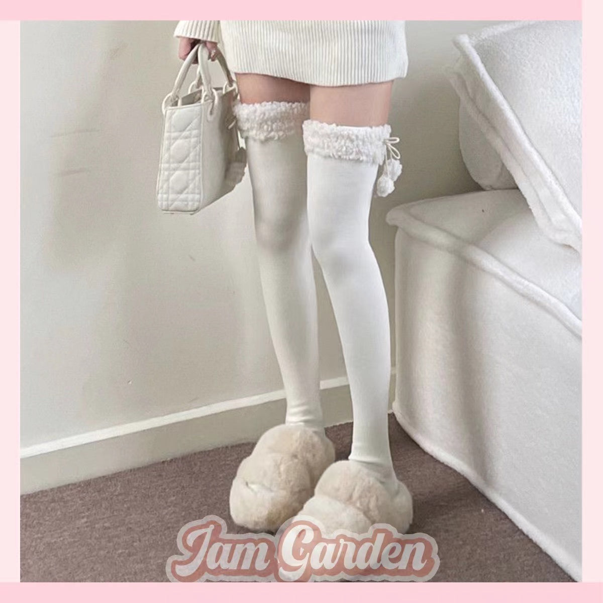 Japanese Cute Lamb Plush Jk Knee Stockings Warm Lolita Socks Thickened Knee Socks - Jam Garden