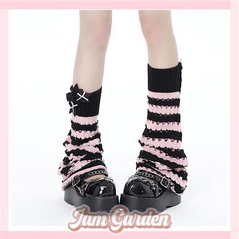 Autumn And Winter Black Pink Sweet Cool Leg Socks For Soft Girls