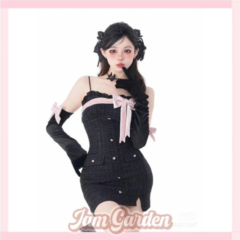 Curvy Beauty Black Fragrant Style Suspender Dress